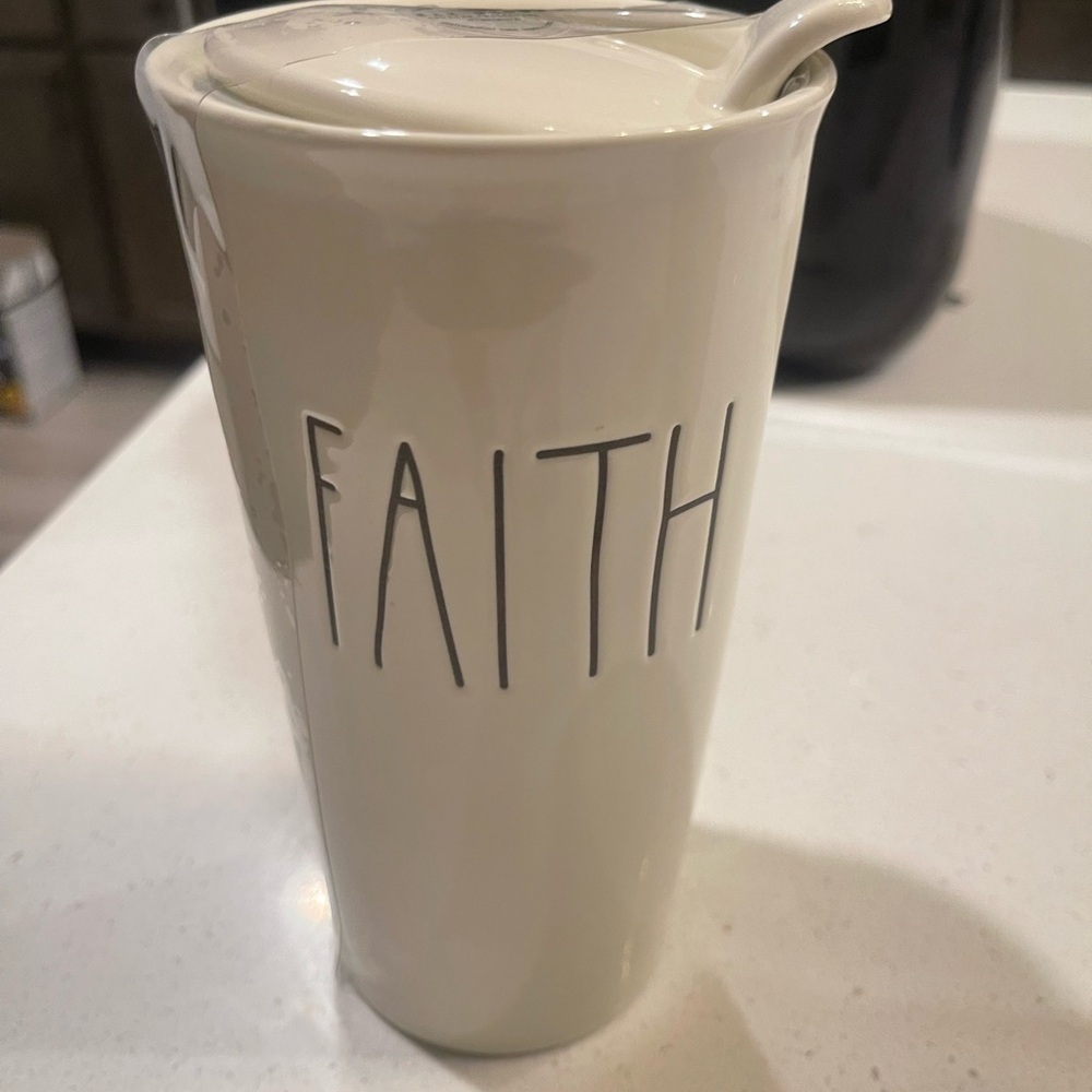 Cream Ceramic Mug with Spoon